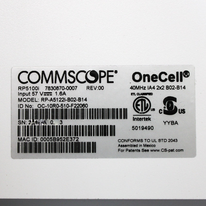 CommScope OneCell Radio Point OC-10R0-510-F22060 RP5100i Indoor 2 Channel B2+B14