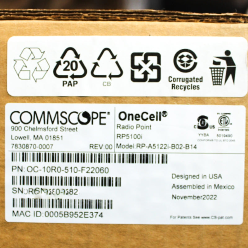 Commscope Onecell CommScope OneCell Radio Point OC-10R0-510-F22060 RP5100i Indoor 2 Chan ...