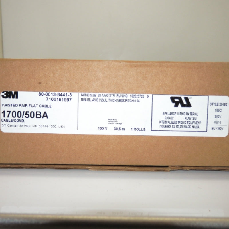 3M Twisted Pair Multicolor 100ft Flat Cable 1700/50BA