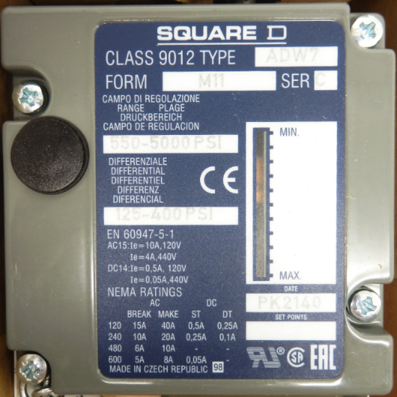 Square D 600V Pressure Switch ADW 340 Bar ADW7M119012