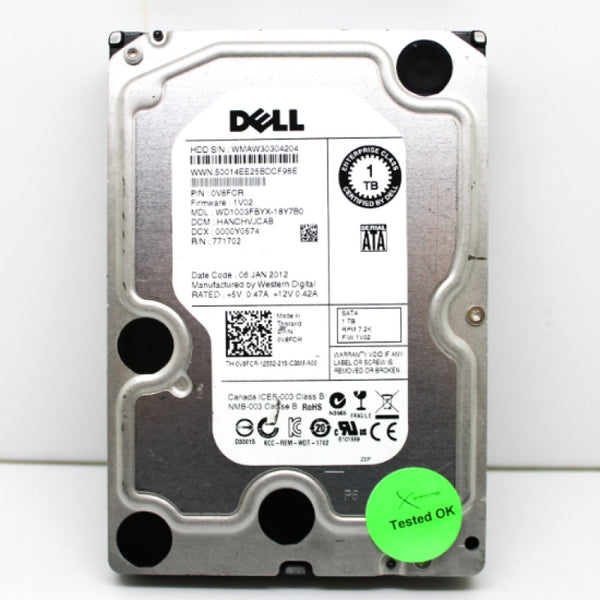 Dell 0V8FCR 1TB 7200RPM SATA 3.5" Hard Drive WD1003FBYX-18Y7B0
