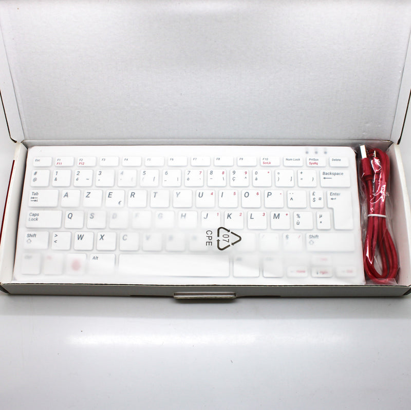 Raspberry Pi Red White AZERTY Keyboard (FRANCE) 79-Key Keyboard RPI-KYB (FR) RED