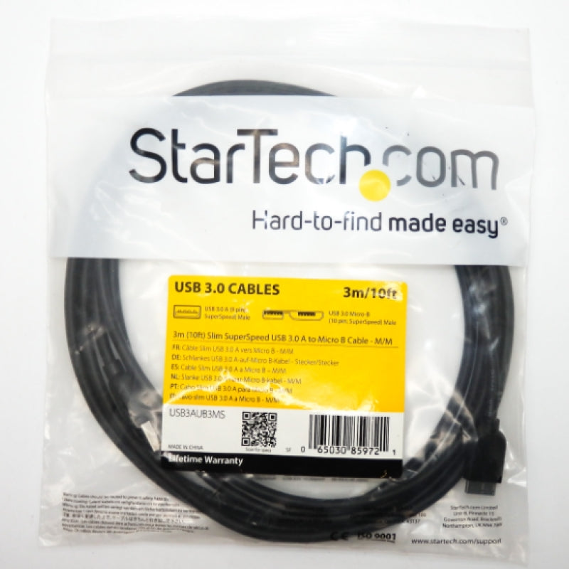 Startech.com 10ft Slim SuperSpeed USB 3.0 A to Micro B Cable USB3AUB3MS