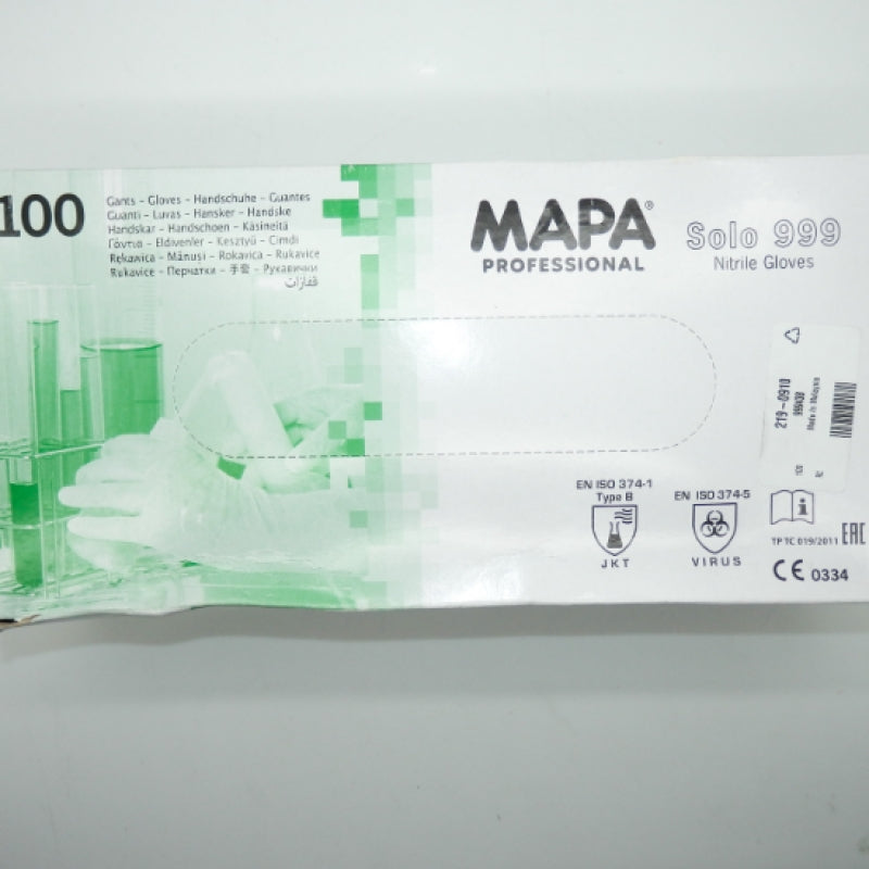 Pack of 100 Large Mapa Professional Solo 999 Nitrile Gloves 999438