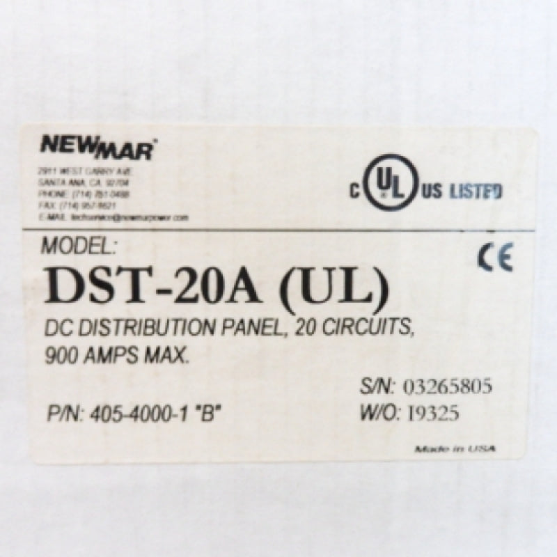 Newmar 900A 20 Circuits Rackmount DC Distribution Panel DST-20A