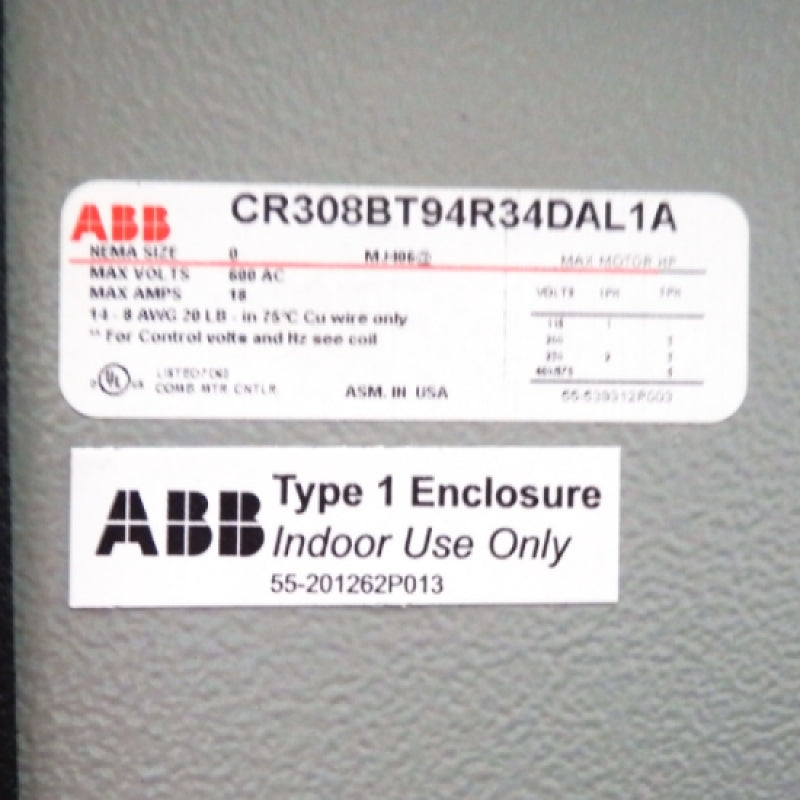 ABB 30A 600V Combination Motor Starter CR308BT94R34DAL1A