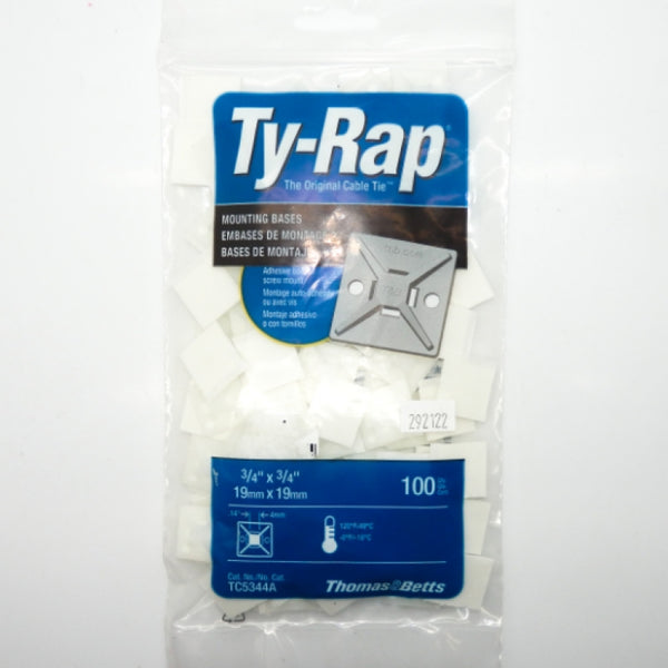 Pack of 100 Ty-Rap Four-Way Adhesive Mounting Base TC5344A