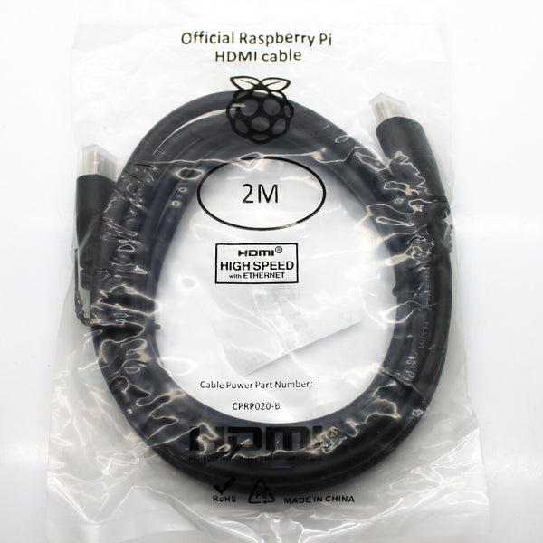 Raspberry Pi Official 2M Black HDMI Cable CPRP020-B