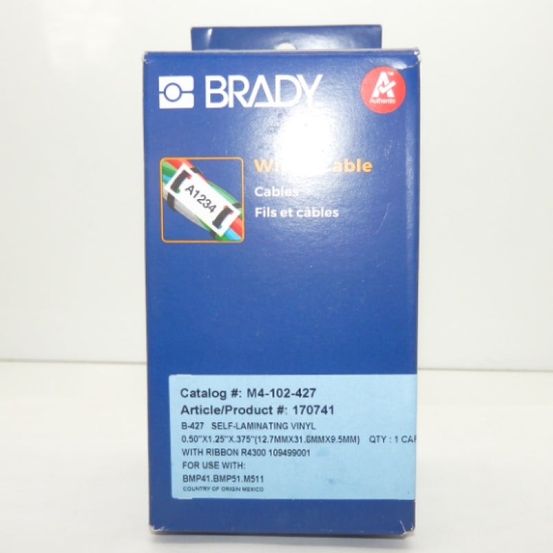 Brady 1-1/4"H x 1/2"W Self-Laminating Vinyl Wire Label M4-102-427