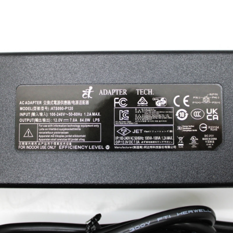 Adapter Tech 12VDC 7.0A 84W Switching Power Supply AC Adapter ATS090-P120