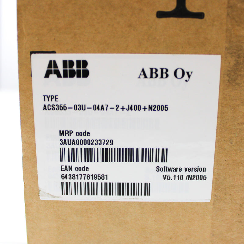 ABB 240V Type 1 Micro AC Drive w/ Options ACS355-03U-04A7-2+J400+N2005