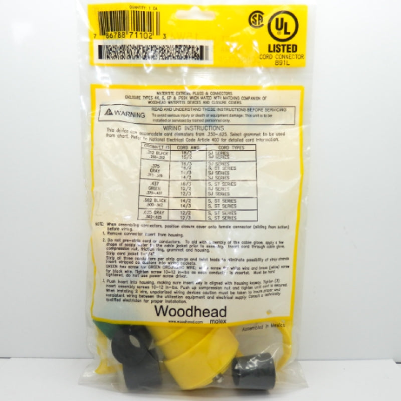 Molex Woodhead Watertite Extreme 15A 125V Nema 5-15 Connector 15W47