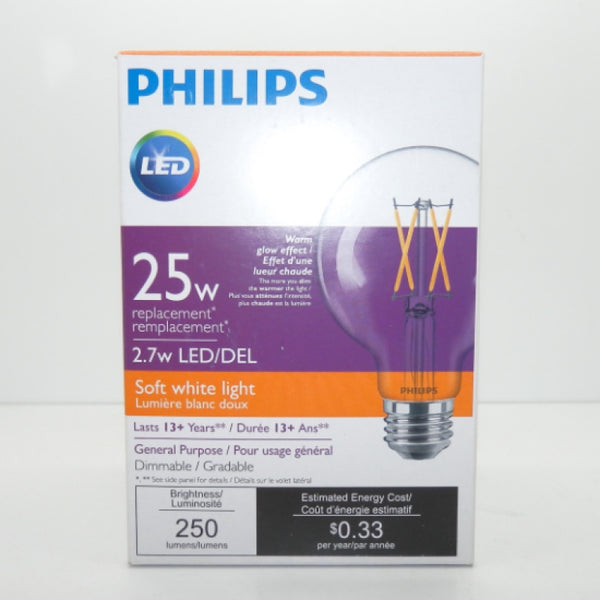 Philips G25 25W Dimmable Soft White Light Bulb 549352 9290022047