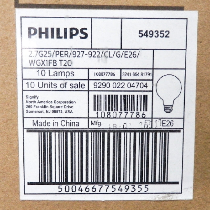 Philips G25 25W Dimmable Soft White Light Bulb 549352 9290022047