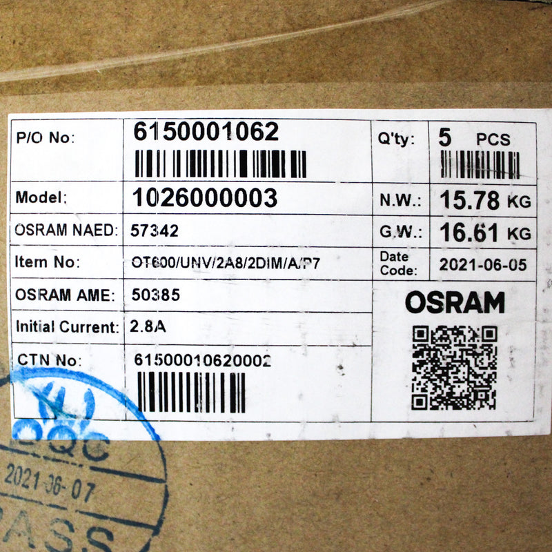 Osram Optotronic 600W Outdoor LED Driver OT600/UNV/2A8/2DIM/A/P7 57342