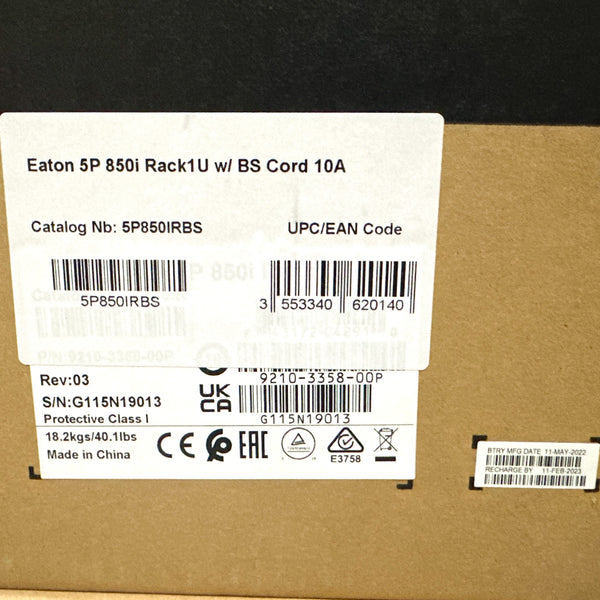 Eaton 5P 850i Rack 1U 10A 850VA 600W UPS w/ BS Cord 5P850IRBS