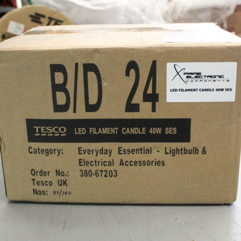 4 Pack of Tesco LED Filament Candle SES 40W Warm White