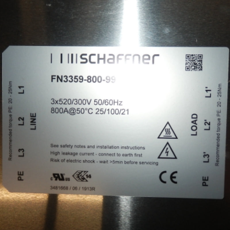 Schaffner 3-Phase High Performance Filter FN3359-800-99