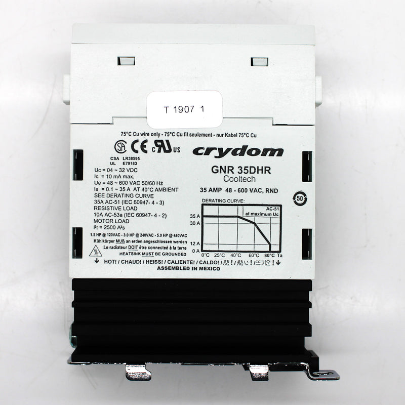 Crydom 48VAC to 600VAC 35A SCR Solid State Relay GNR35DHR