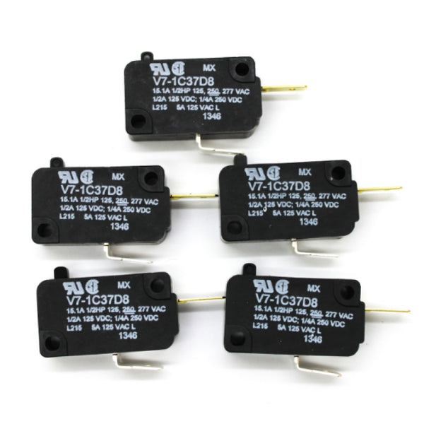 5 Pack of Honeywell 15.1A 125V SPST-NC Snap Action Switches V7-1C37D8