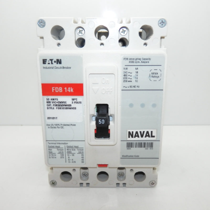 Eaton Series C 50A Industrial Circuit Breaker FDB3050VWH09