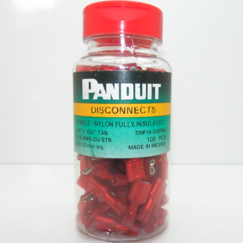 Panduit Pan-Term Series Red Nylon Insulated Female Disconnect DNF18-250FIB-C