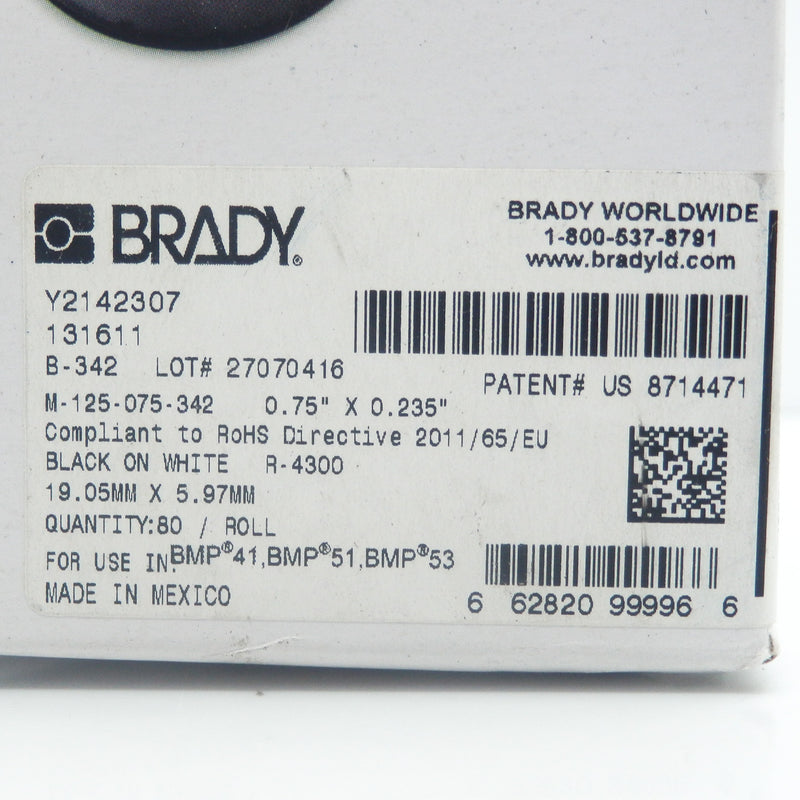 Brady 125"H x 0.75"W Polyolefin Heat Shrink Marking Sleeves M-125-075-342