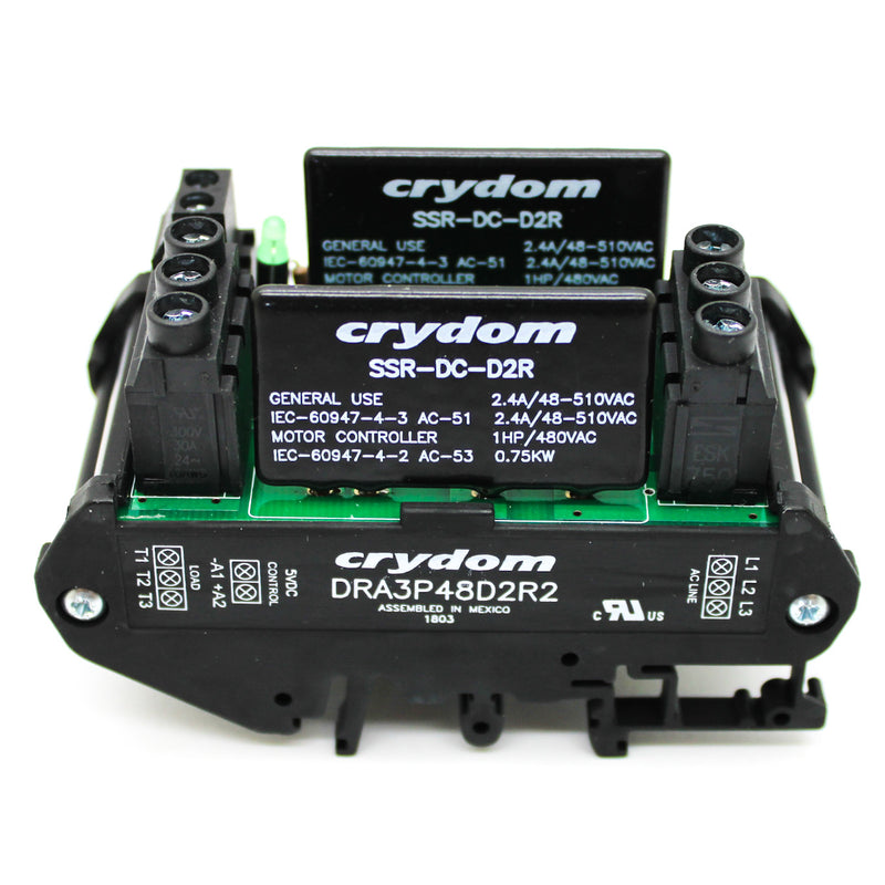 Crydom 2.4A 48 VAC to 510 VAC 3-Phase Solid State Contactor DRA3P48D2R2