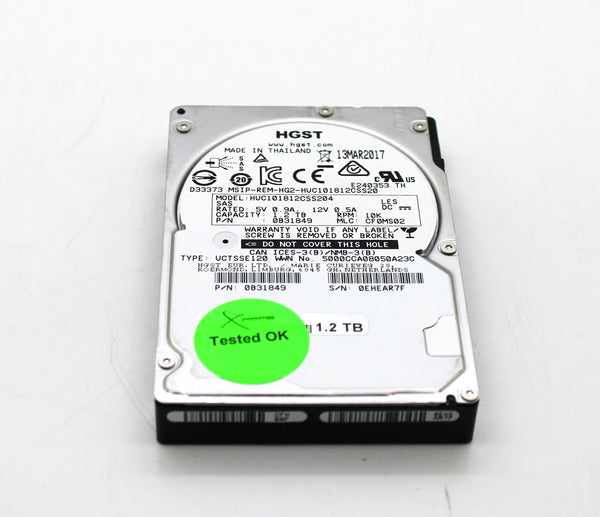 Hitachi 1.2TB 10K RPM SAS 12Gbps 128MB 2.5" Internal Hard Drive HUC101812CSS204