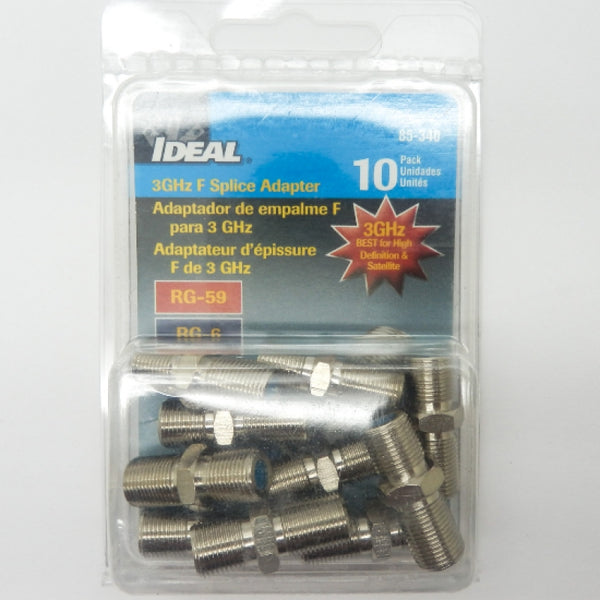 Pack of 10 Ideal Industries 3GHz F Female-to-Female Coax Splice Adapter 85-340