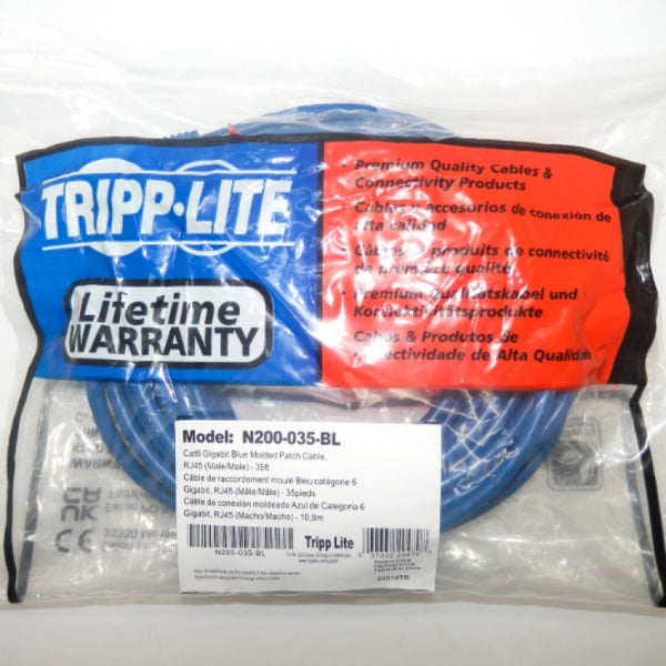 Tripp Lite 35ft Blue Cat6 Gigabit Molded Patch Cable N200-035-BL