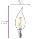 Pack of 3 Philips 40W BA11 E12 Clear LED Dimmable Candle Bulb BA11 E12