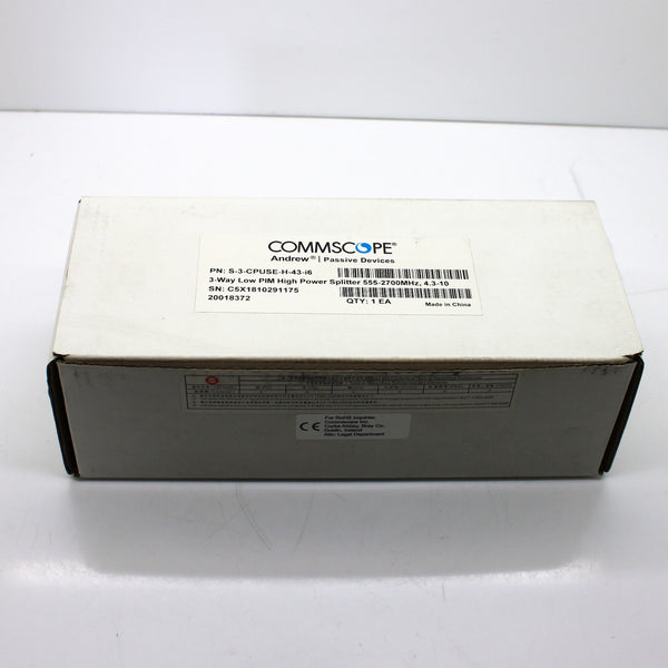 CommScope 555-2700MHz Three Way Reactive Power Splitter S-3-CPUSE-H-43I6