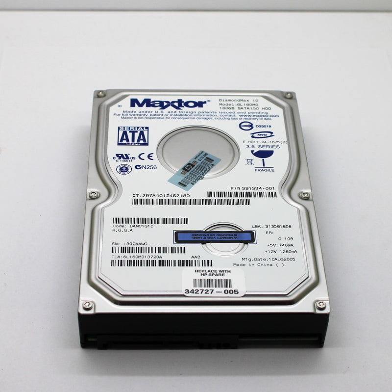 Maxtor 160GB 72000RPM SATA 1.5GB/S 3.5" Hard Drive 6L160M0