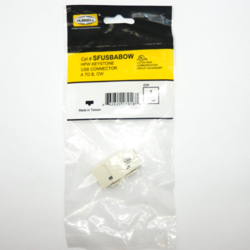 Hubbell White A to B USB Connector SFUSBABOW