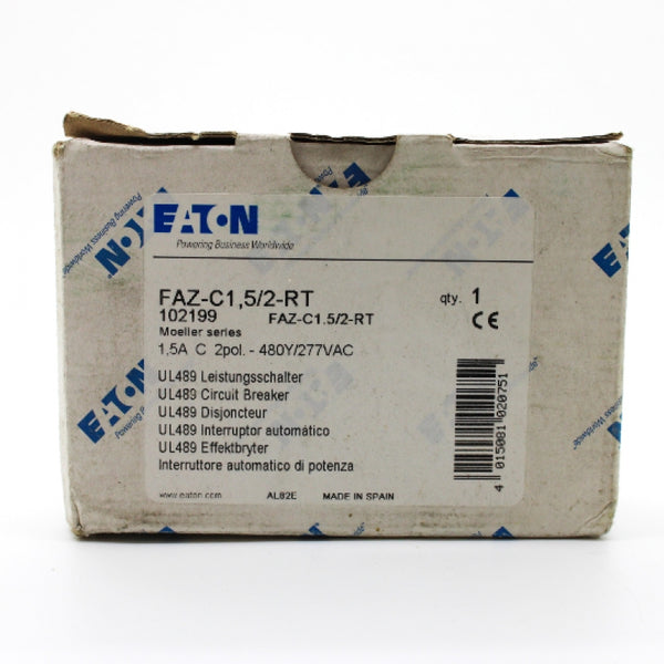 Eaton 2P 1.5A C Curve Miniature Breaker FAZ-C1.5/2-RT