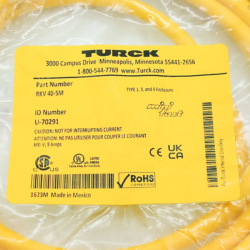 Turck 40-5m Connectivity Accessory Cable RKV 40-5M