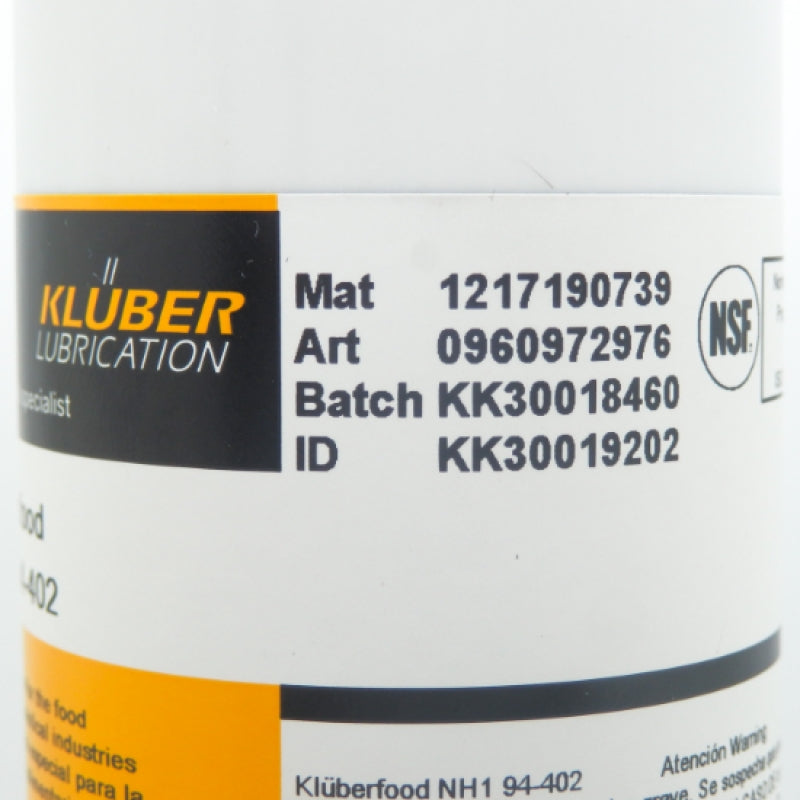 Kluber Lubrication H1 Food Grade Semi-Synth Bearing Grease NH1 94-402 0960972976