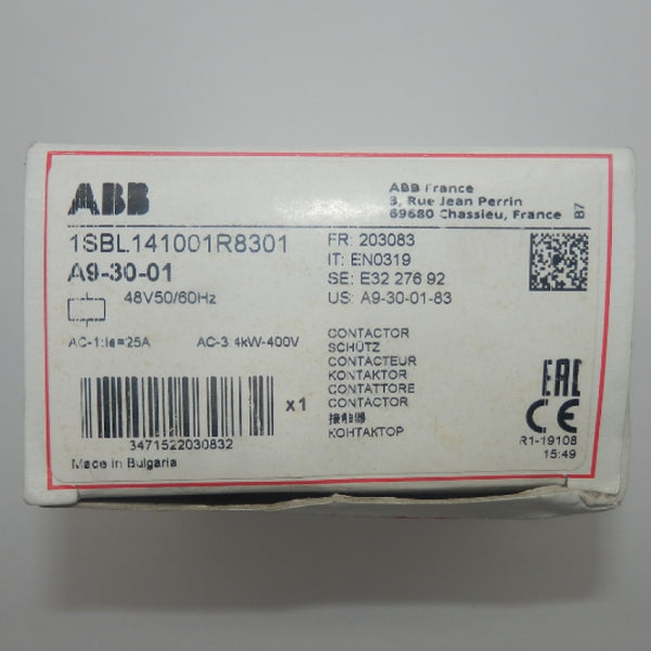 ABB 9A 3-Pole Contactor 1SBL141001R8301 A9-30-01-83