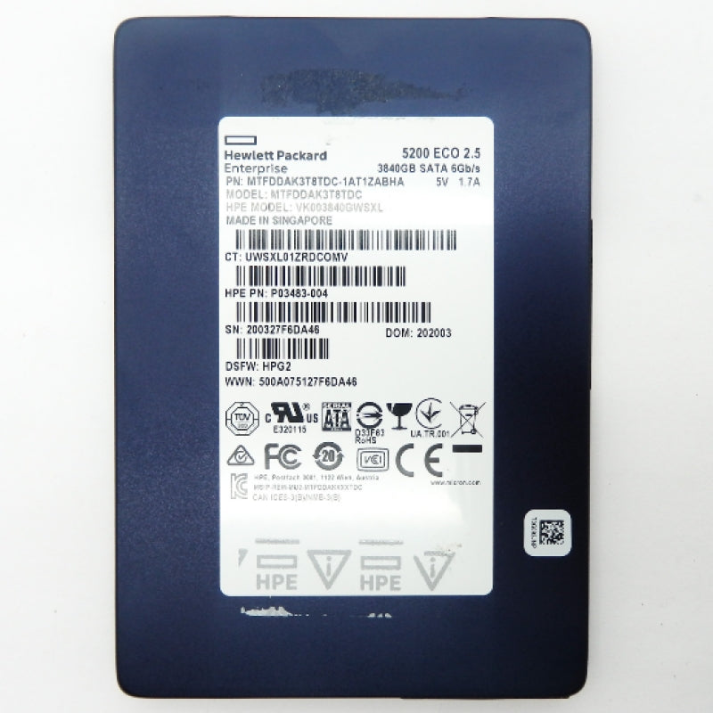 HP 5200 ECO 3.84 TB 2.5 SATA SSD P03483-004 MTFDDAK3T8TDC-1AT1ZABHA