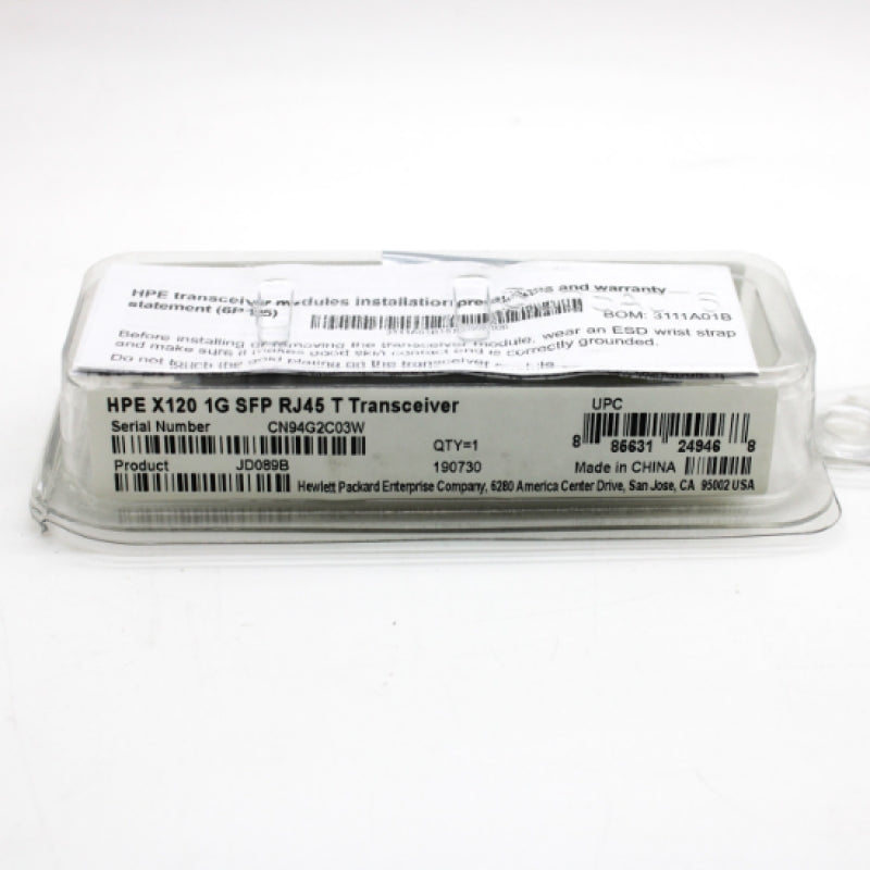 HPE X120 1G SFP RJ45 Transceiver JD089B