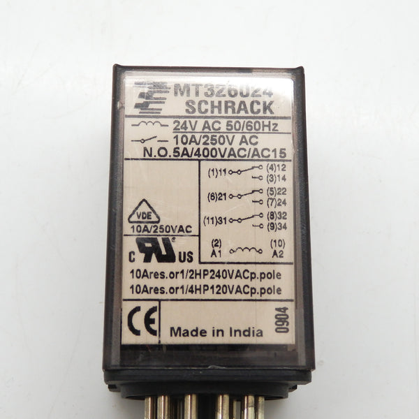 Schrack 24VAC 11 Pin 3PDT General Purpose Relay MT326024