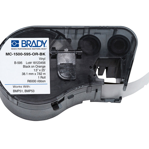 Brady Label Cartridge For Use with BMP51/BMP53 Black on Orange MC-1500-595-OR-BK