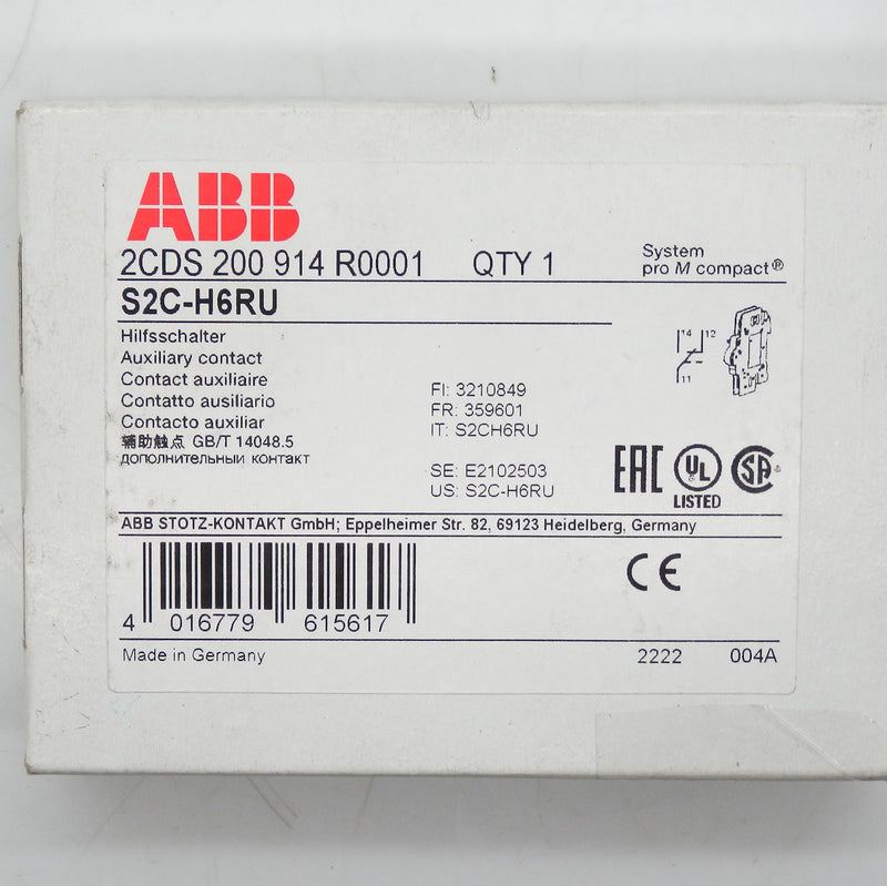 ABB S200U/S200Up Aux 1No/1Nc Miniature Circuit Breaker S2C-H6RU