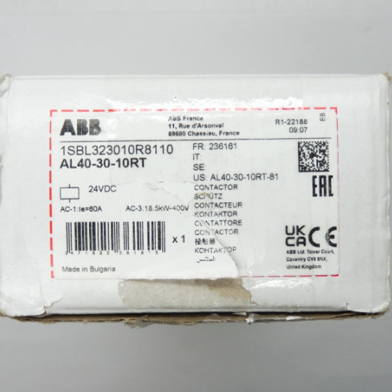 ABB AL Series 3-Pole 60A 24VDC NEMA Contactor 1SBL323010R8110 AL403010RT-81