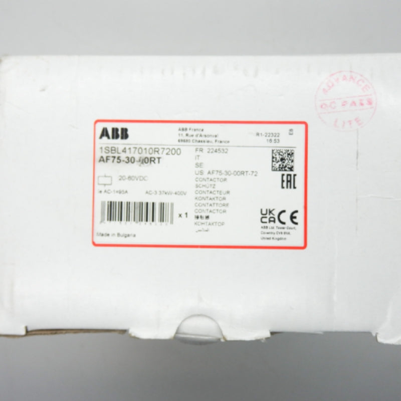 ABB AF Series 20-60VDC 3-Pole Contactor 1SBL417010R7200 AF753000RT-72