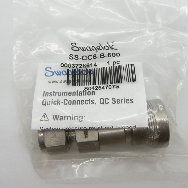 Swagelok Steel Instrumentation Quick Connect Body Tube Fitting SS-QC6-B-600