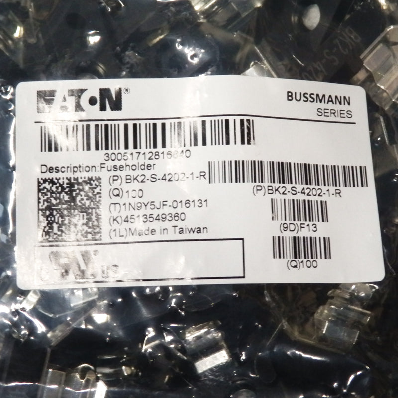 100 Pack of Eaton Electronics 1/4" Fuseblocsk BK2-S-4202-1-R