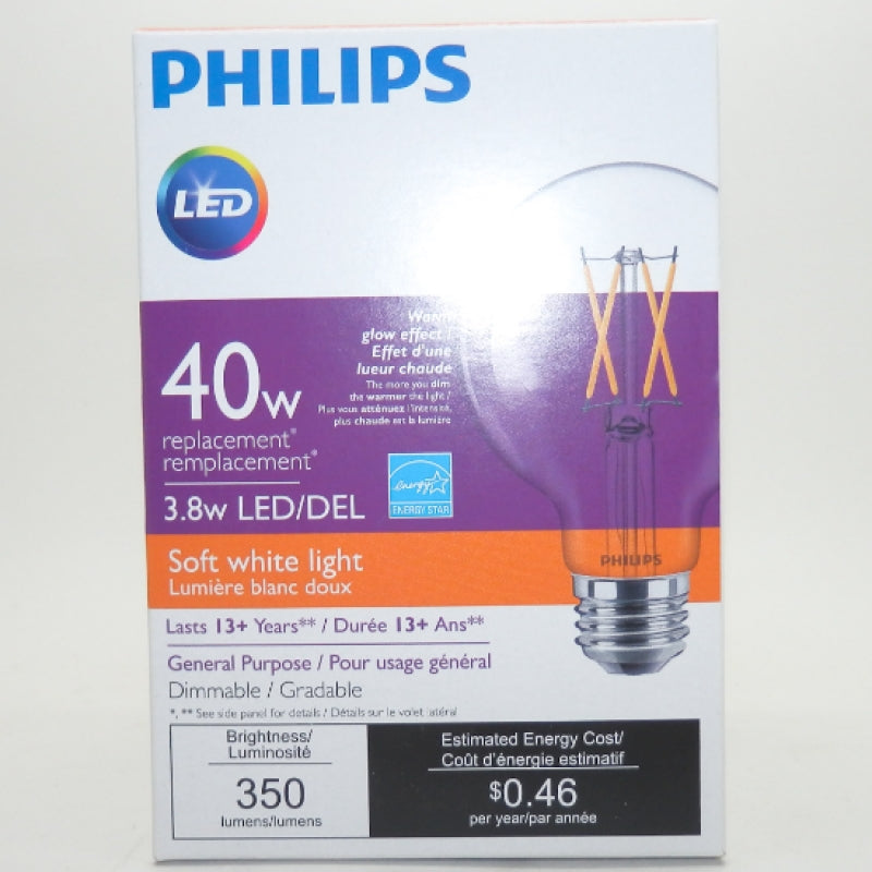 Philips Dimmable G25 LED Bulb 3.8G25/PER/927-922/CL/G/E26/WGXT20 929001969704