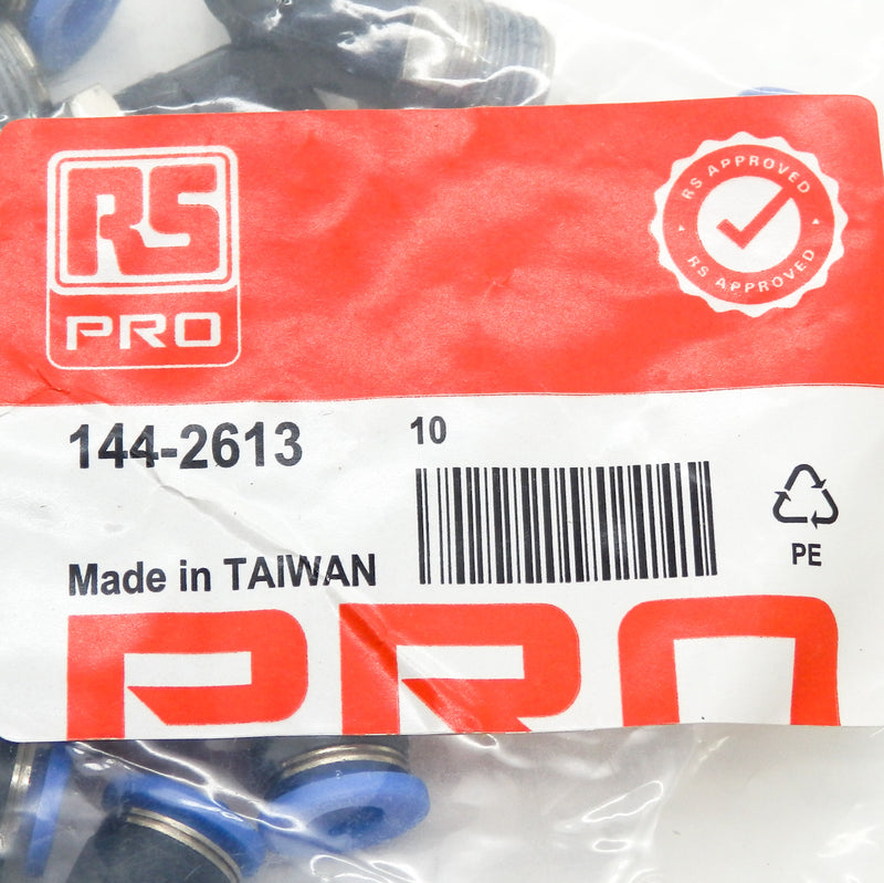 RS Pro R 1/4 Male to Push In 6mm Elbow Threaded Adaptor 10Pack 144-2613